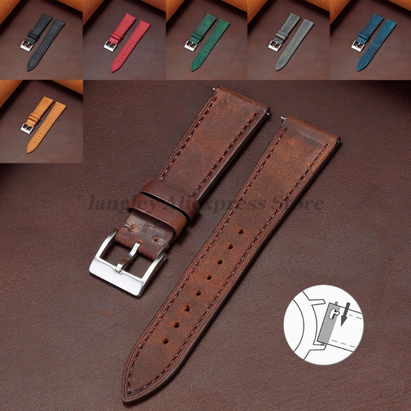 Leather Watch Strap Quick Release 20Mm 22Mm - Correa de reloj de cuero genuino
