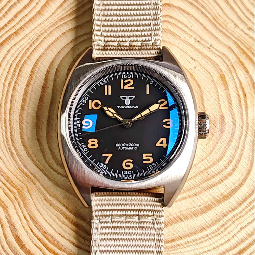 Sapphire Watch Crystal Double Domed - Reloj militar para hombre Tandorio AR