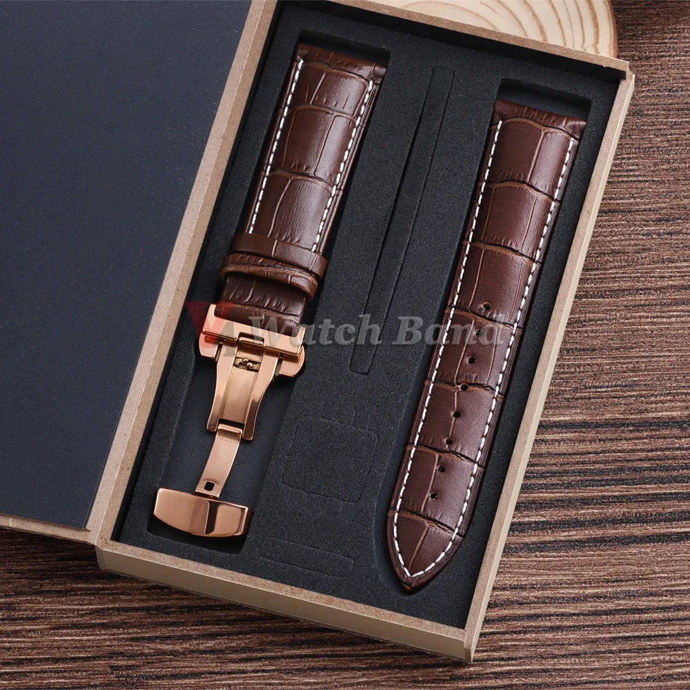 Leather Watch Strap Quick Release 20Mm 22Mm - Correa de cuero genuino con caja