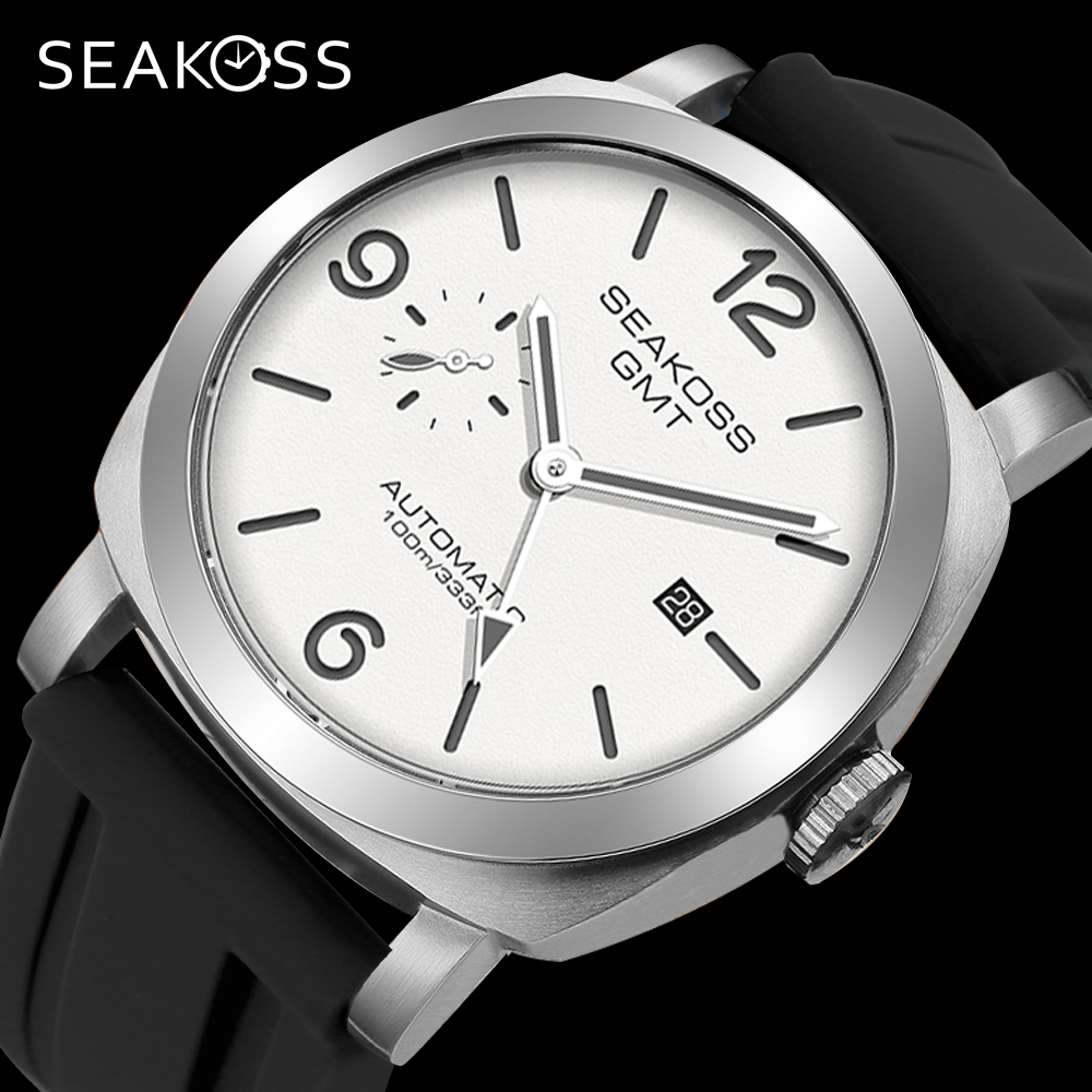 Chronograph Mechanical Watch Seagull 1963 - SEAKOSS 10Bar GMT buceo reloj mecánico