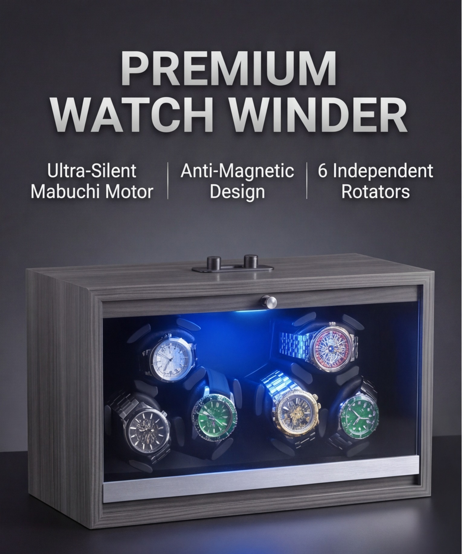 Watch Winder Automatic Dual Watch Box - Estuche para Relojes Premium de 6