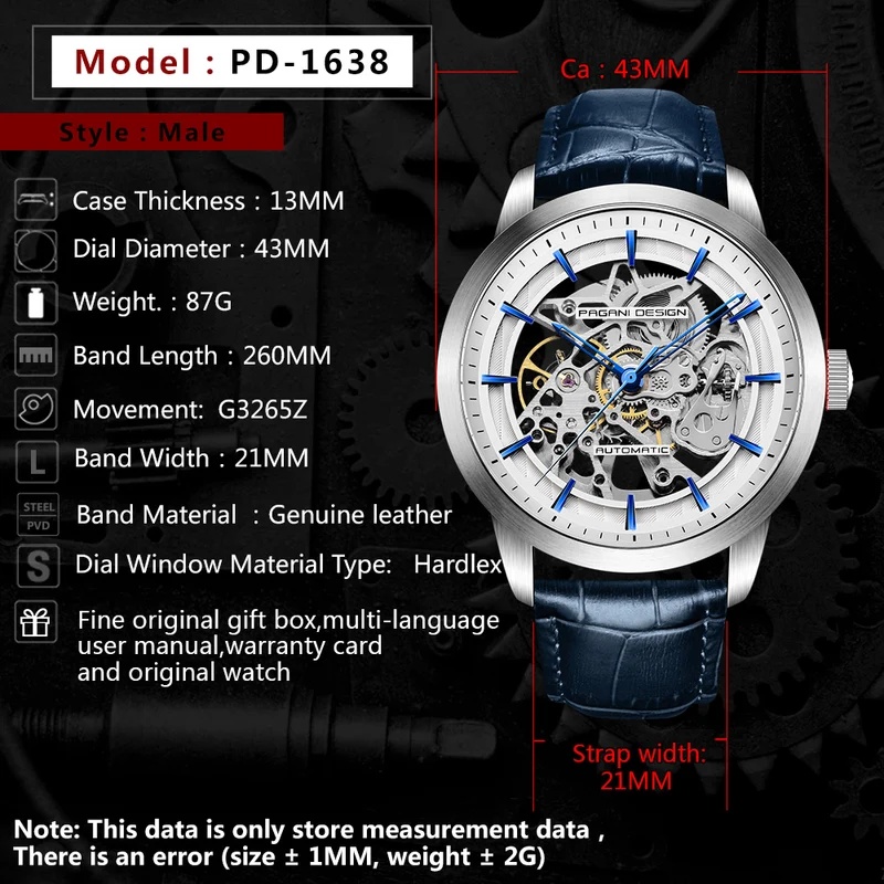 Skeleton Automatic Watch Luxury Tourbillon - Reloj Mecánico Automático de Esqueleto PAGANI