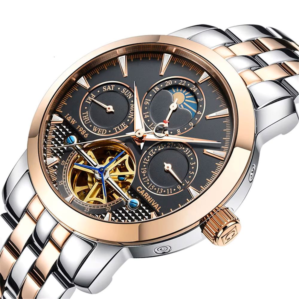 Skeleton Automatic Watch Luxury Tourbillon - CARNIVAL, relojes de acero de lujo