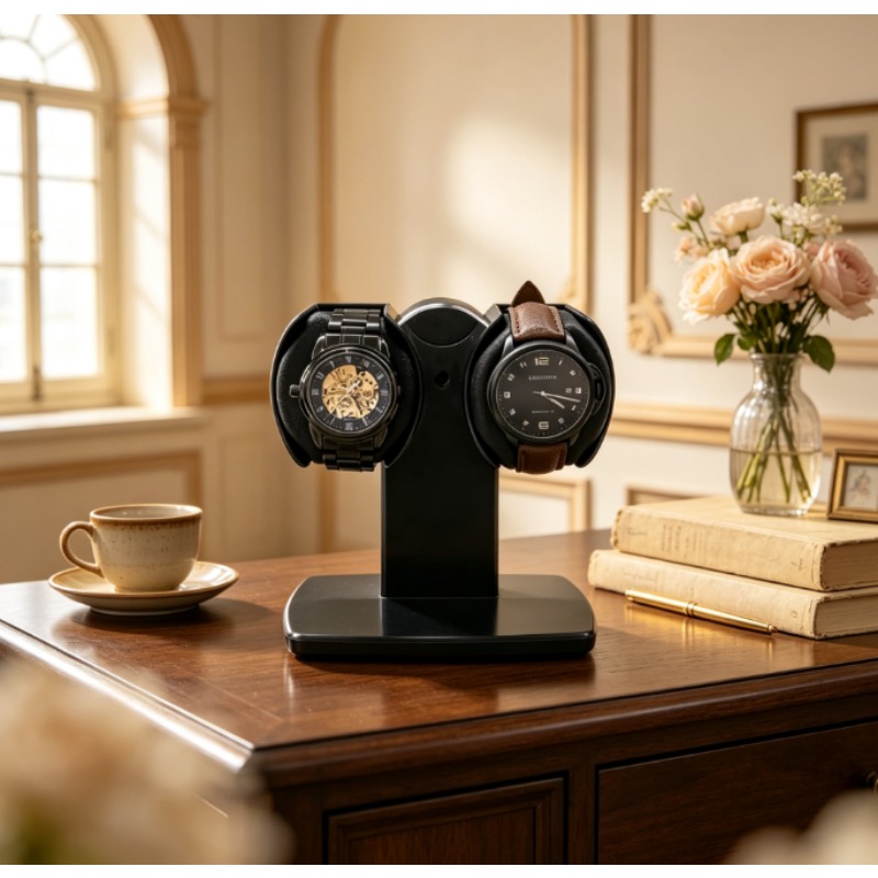 Watch Winder Automatic Dual Watch Box - Caja de Almacenamiento para Relojes con