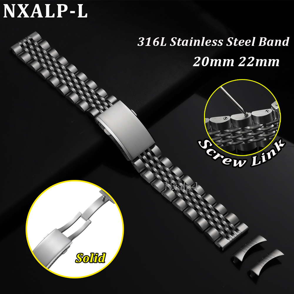 Solid Stainless Steel Watch Bracelet Jubilee - Correa de Reloj de Acero Inoxidable