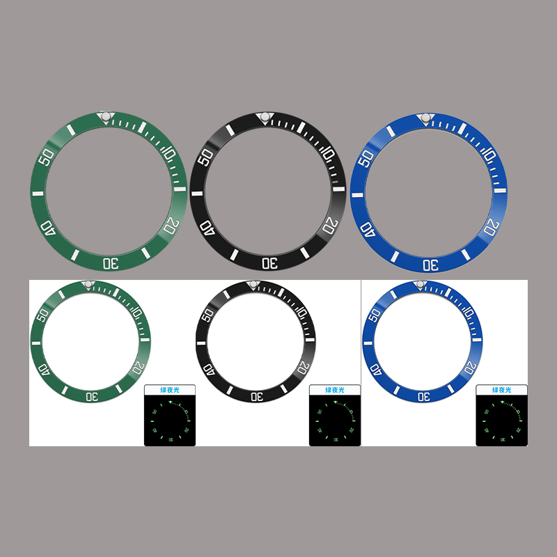 Verde azul luminoso inclinado  - Watch Bezel Insert Ceramic Luminous reseña y precio