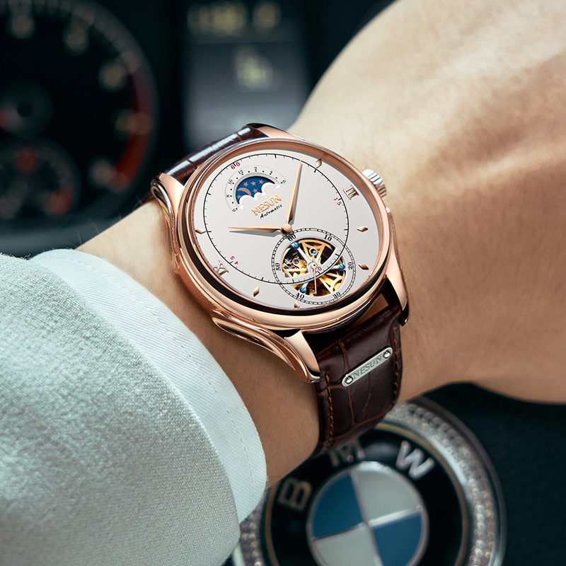 Reloj mecánico automático suiz - Skeleton Automatic Watch Luxury Tourbillon reseña y precio