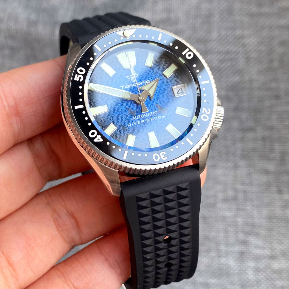 37mm Tandorio 200m buceo NH35  - Automatic Dive Watch 200M Nh35 Movement reseña y precio