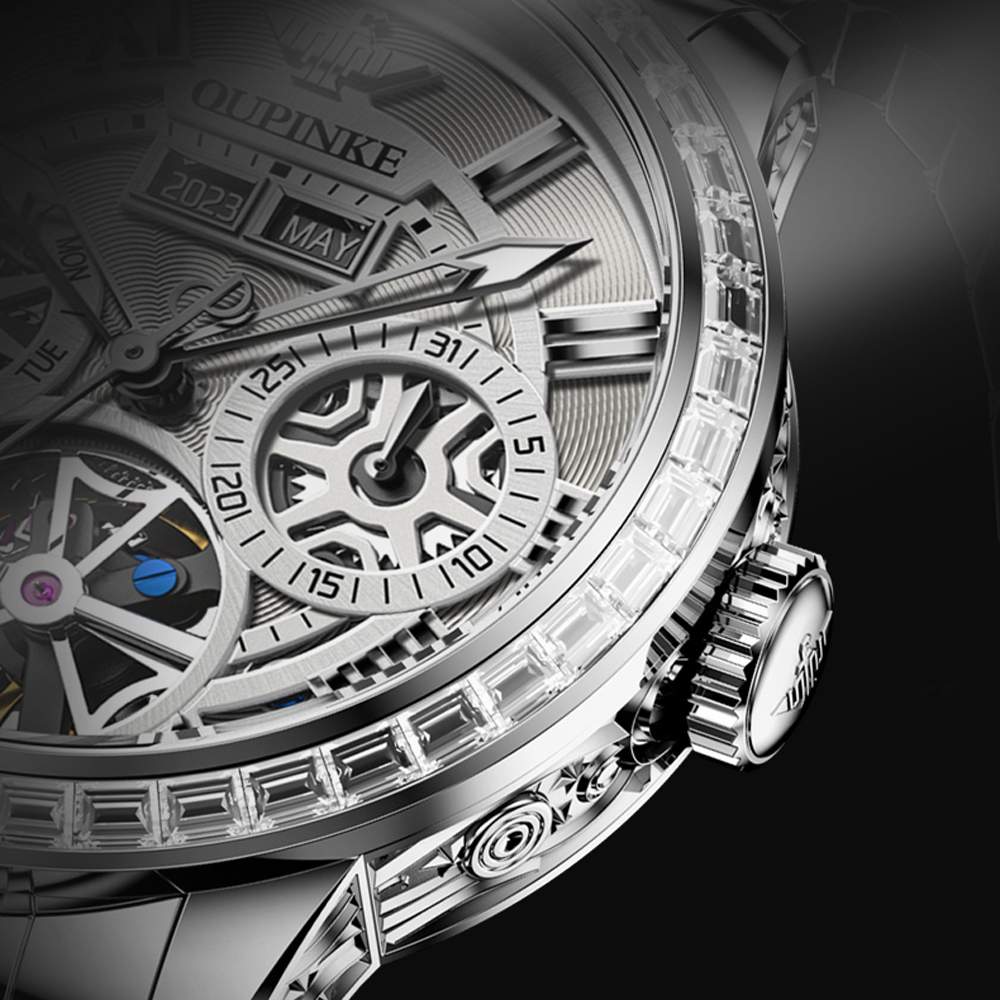 OUPINKE-reloj mecánico esquele - Skeleton Automatic Watch Luxury Tourbillon reseña y precio