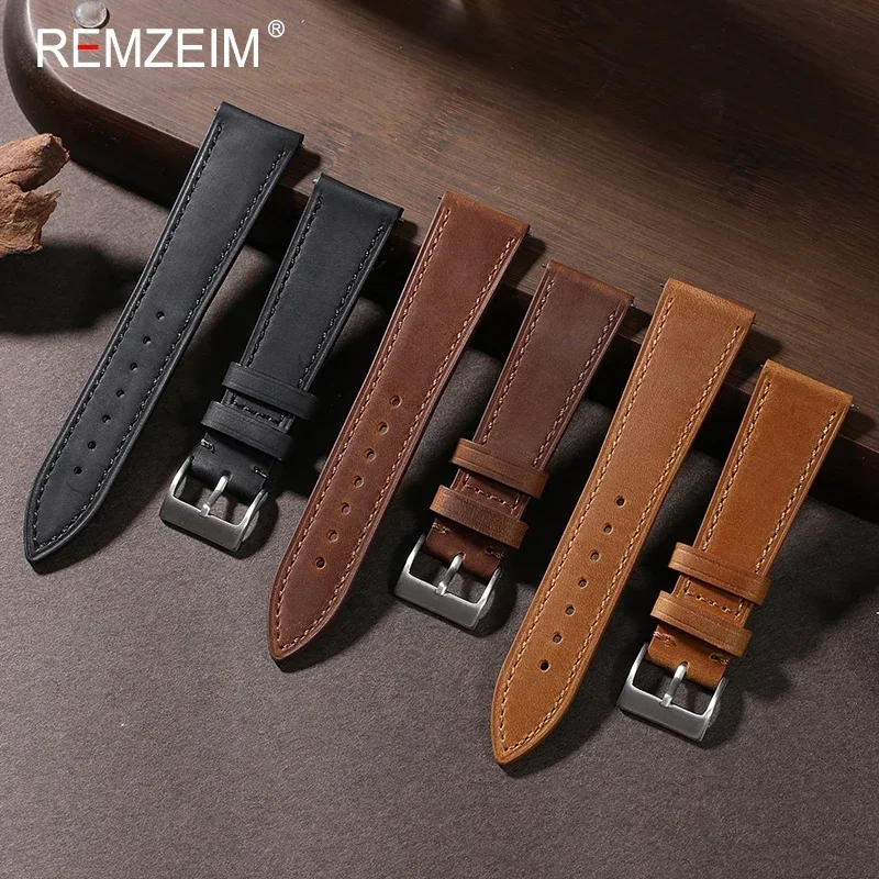Crazy Horse-Correa de cuero de - Leather Watch Strap Quick Release 20Mm 22Mm reseña y precio