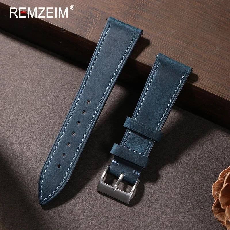 Crazy Horse-Correa de cuero de - Leather Watch Strap Quick Release 20Mm 22Mm reseña y precio