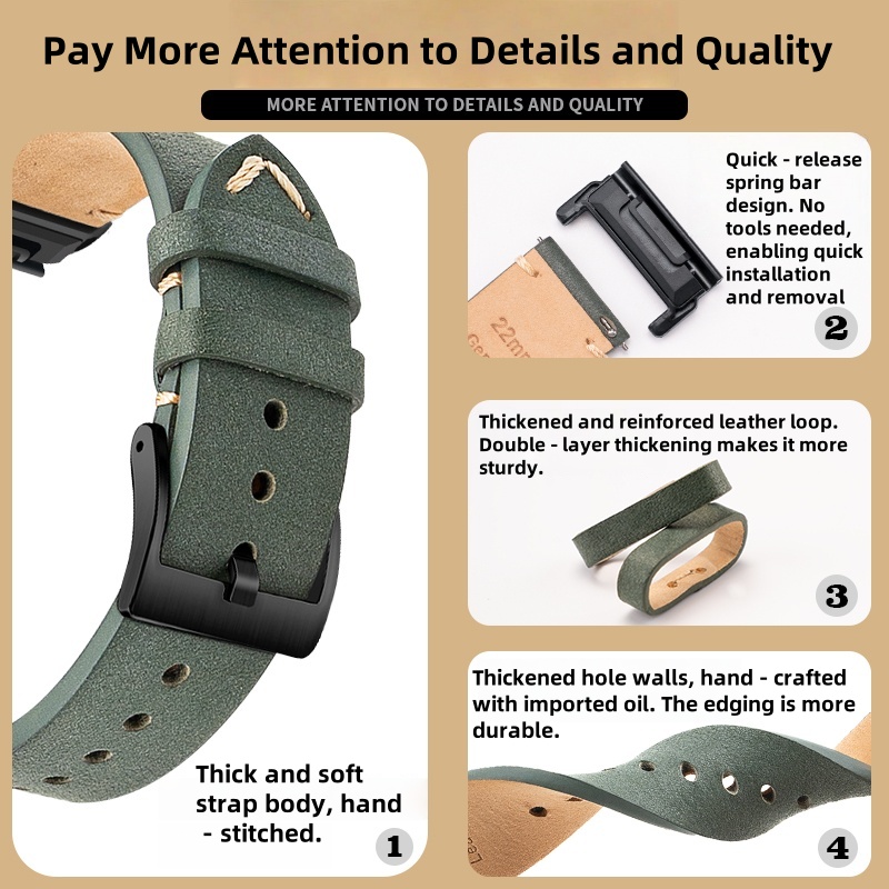 Correa de reloj de cuero genui - Leather Watch Strap Quick Release 20Mm 22Mm reseña y precio