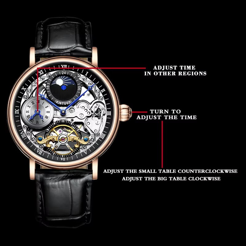 Relojes KINYUED para hombre, r - Skeleton Automatic Watch Luxury Tourbillon reseña y precio