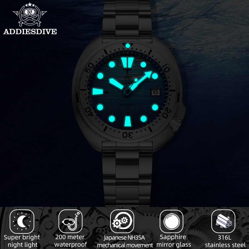 ADDIESDIVE AD2045: reloj de pu - Automatic Dive Watch 200M Nh35 Movement reseña y precio